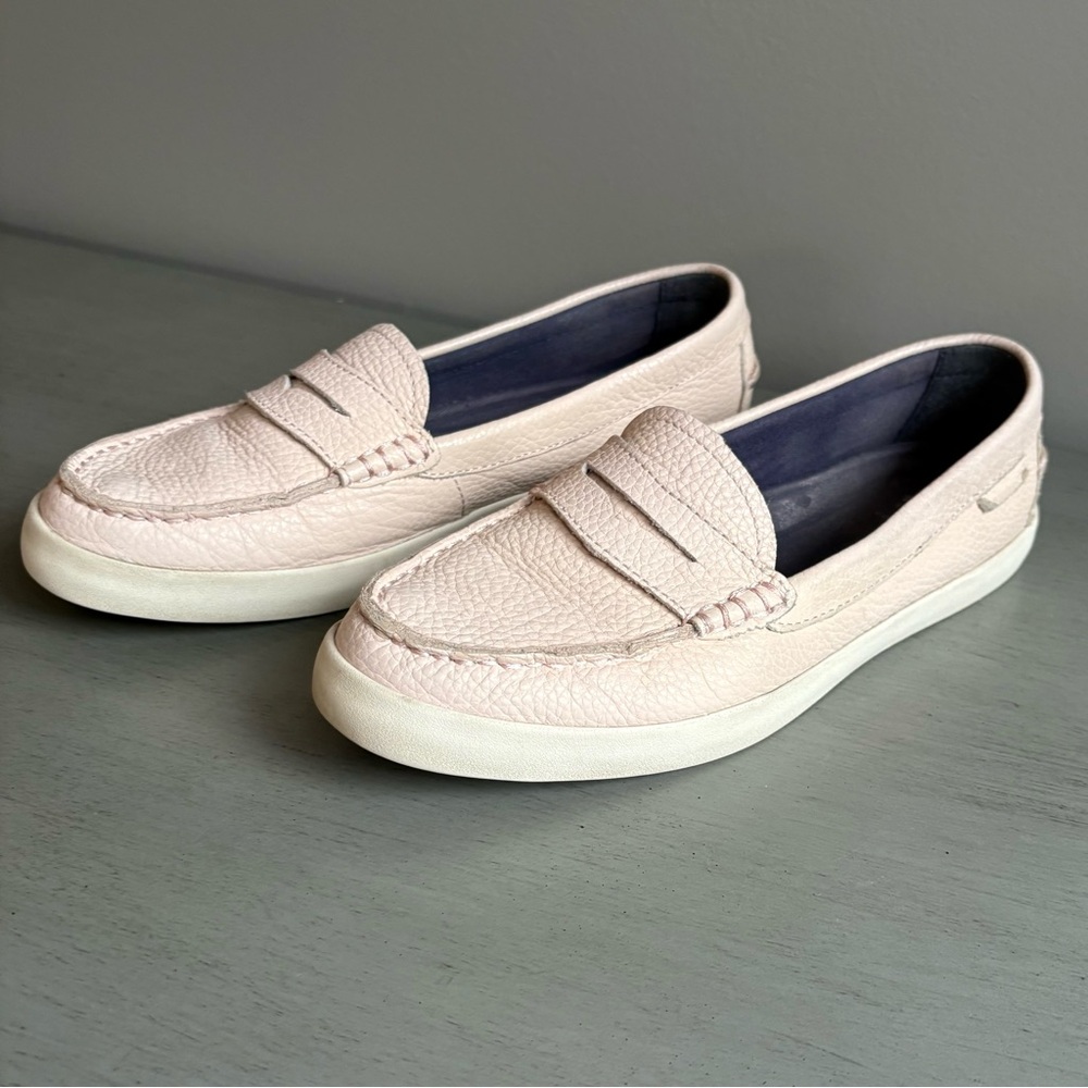 Cole Haan Grand OS Nantucket Penny Slip On Loafers Leather Cream/Blush Women 9